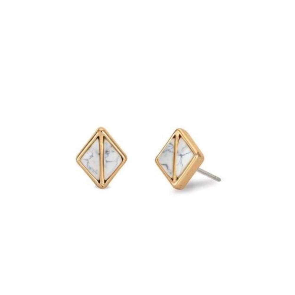 Stella & Dot | Gold & Semi-precious Howlite Mondrian Ear Jacket Earrings… - Picture 4 of 6